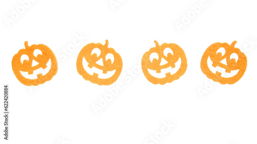Cute felt orange pumpkin faces isolated png file © cobaltstock