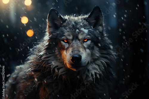 wolf portrait dramatic lighting,ai generative. © JKLoma