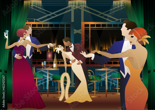 Dancers in the ballroom. Evening in a restaurant, cafe, bar, etc.