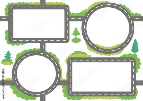 Seamless pattern city road map. Children carpet for game with toys car. Roads background for kids gaming race.