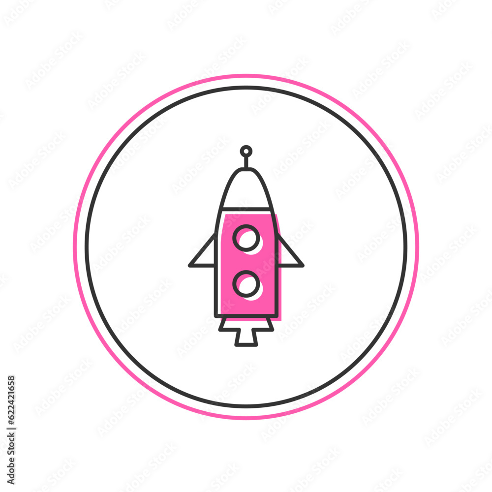 Filled outline Rocket ship icon isolated on white background. Space travel. Vector Filled outline Rocket ship icon isolated on white background. Space travel. Vector