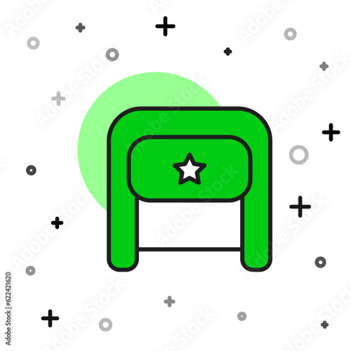 Filled outline Ushanka icon isolated on white background. Russian fur winter hat ushanka with star. Soviet Union uniform of KGB and NKVD. Vector