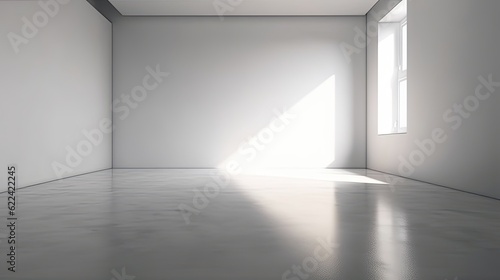 Original grey tones background image in minimalistic design with interesting light glare. Background for the presentation of various products. Space in shades of gray