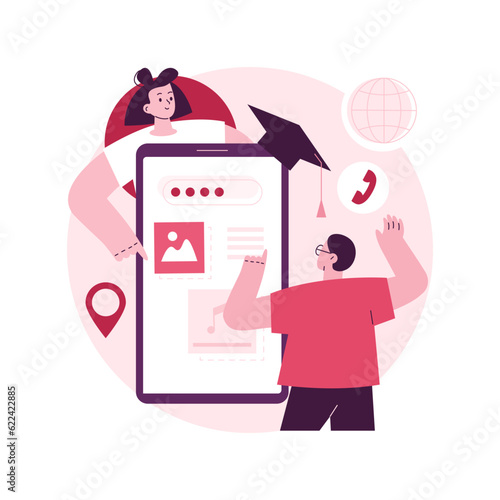 Mobile app development courses abstract concept vector illustration. Frontend courses, become a junior APP developer, IT company jobs, interactive environment applications abstract metaphor.