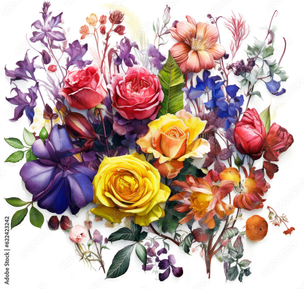 element for design watercolor flowers overlay