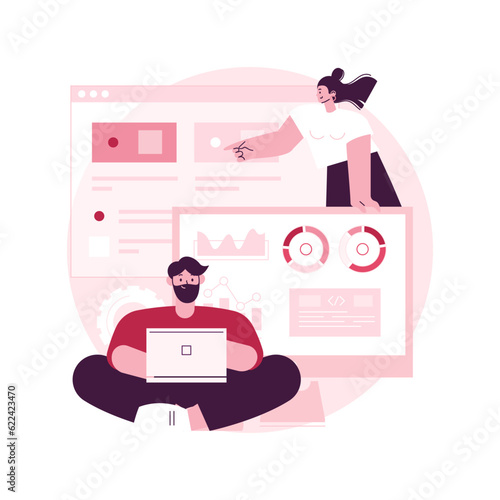 Enterprise IT management abstract concept vector illustration. IT software solutions, enterprise architecture, integrated and automated IT processes, business and customer value abstract metaphor.