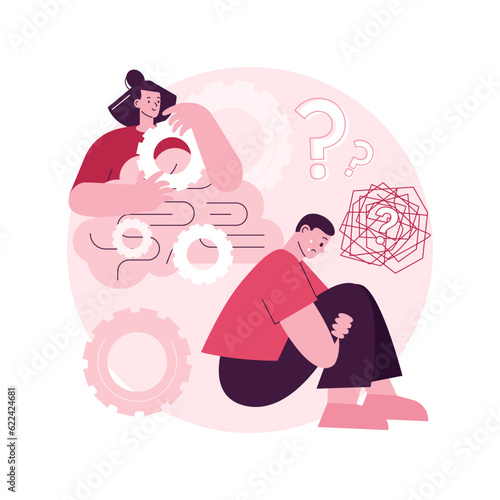Gaslighting abstract concept vector illustration. Psychological manipulation method, mental destabilization, cognitive dissonance creation, changing beliefs, contradiction abstract metaphor.