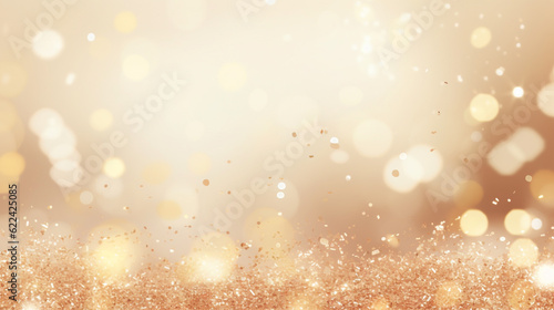 Gold sparkles on soft beige background