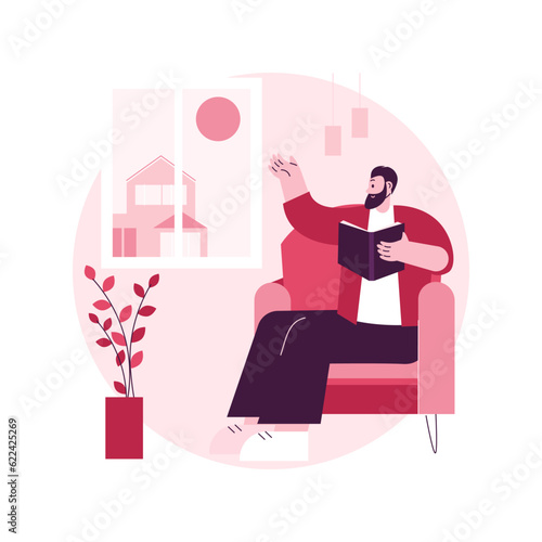 Simple living abstract concept vector illustration. Minimalist living, voluntary lifestyle practice, reduced consumption, sustainability, simple peaceful life, self-sufficiency abstract metaphor.