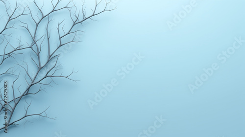 Light blue background with a plant