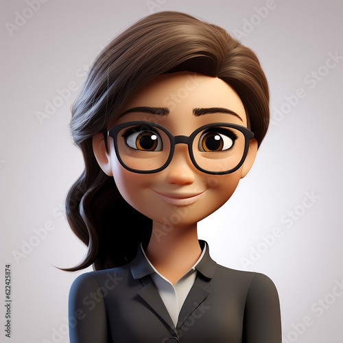 Cartoon young business woman. Generative AI