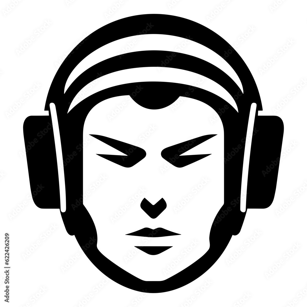 Wrestling headgear head face black silhouette logo svg vector Stock