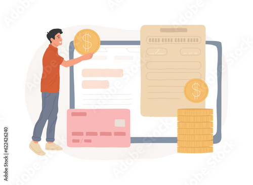 Fees and funding isolated concept vector illustration. Service cost, subscription fees, funding option, payment information, website menu bar, price list, company page UI vector concept.