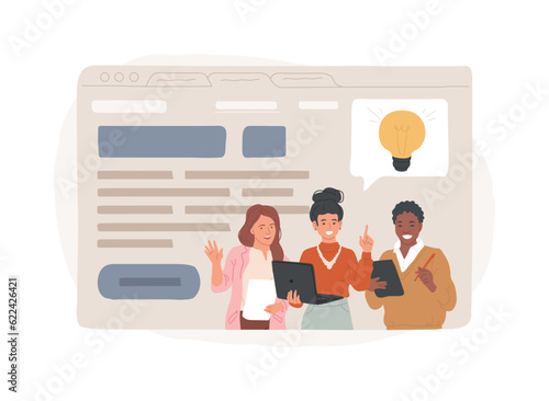 About us isolated concept vector illustration. Website menu, company information, corporate history and philosophy, starting web page, who we are, UI element, business profile vector concept.