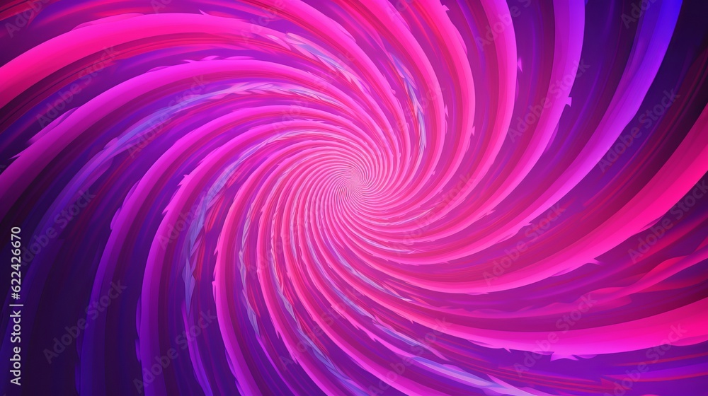 Obraz premium Graphic design art of abstract illusion of spiral with geometric shapes of pink and violet neon lines Generative AI