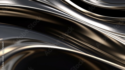 Curved abstract metallic background, texture Generative AI