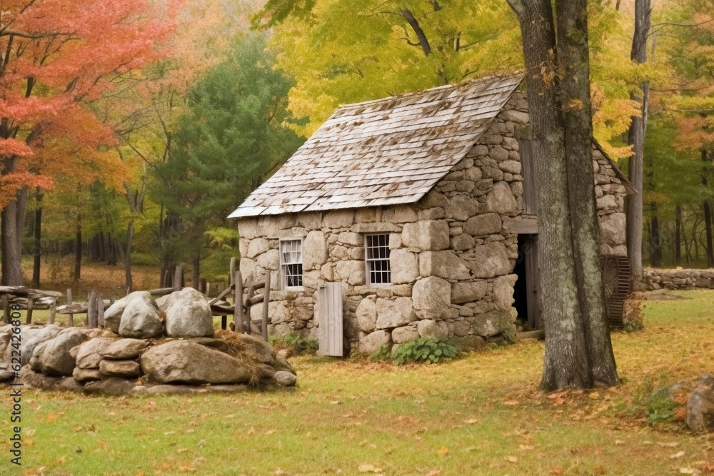 Obraz premium Stone Building in the forest