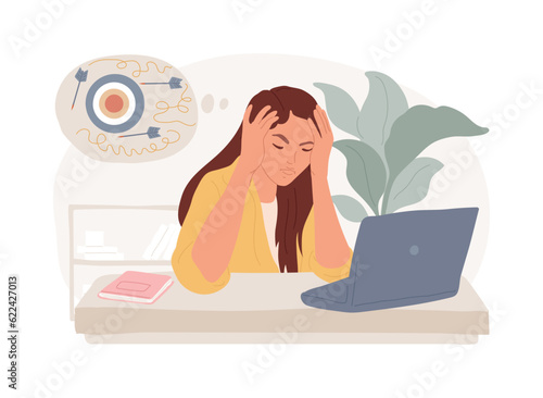 Frustration isolated concept vector illustration. Depression treatment, frustration management, anxiety and anger control, emotionally intelligent habits, mental health problem vector concept.