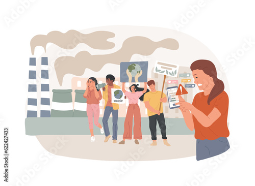 Eco-shaming isolated concept vector illustration. Eco anxiety, internet shaming, ecological activist, feelings abuse, propaganda, marketing strategy, consumerism, green movement vector concept.