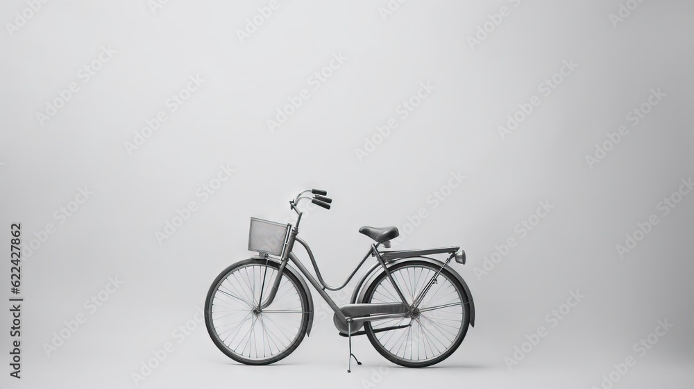 Fototapeta premium a black and white photo of a bike with a seat. generative ai