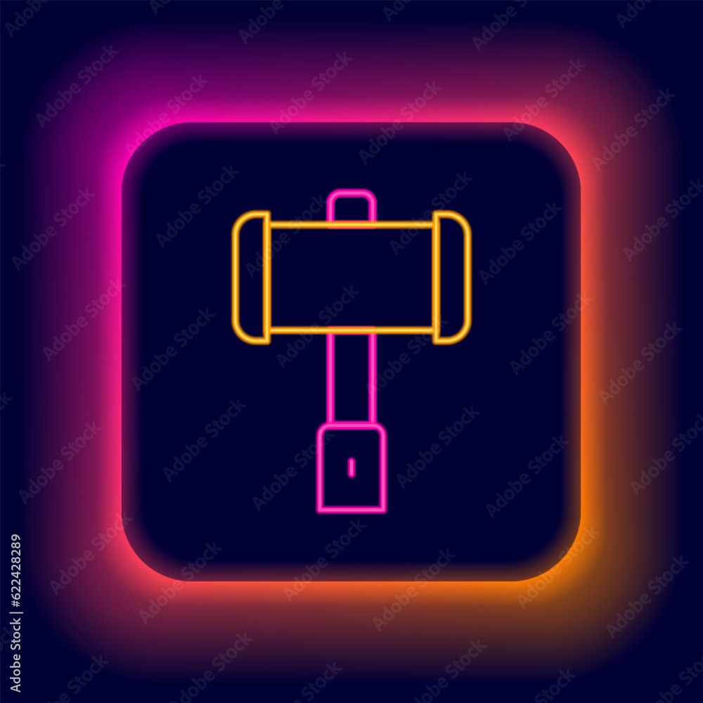 Glowing neon line Medieval battle hammer icon isolated on black background. Colorful outline concept. Vector Glowing neon line Medieval battle hammer icon isolated on black background. Colorful outline concept. Vector