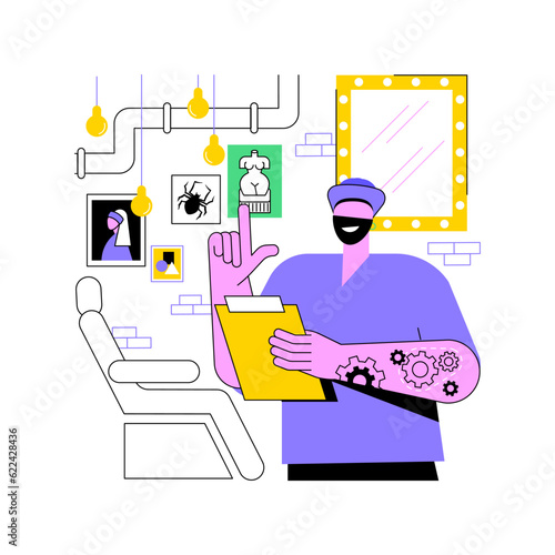 Opening tattoo salon isolated cartoon vector illustrations. Professional tattoo master opens his own salon, business idea, service sector, beauty industry, fashion design vector cartoon.