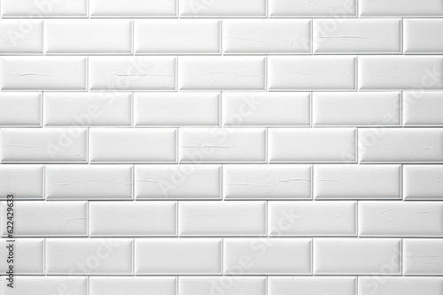 White light brick subway tiles ceramic wall texture wide tile background banner panorama, seamless pattern | Generative AI