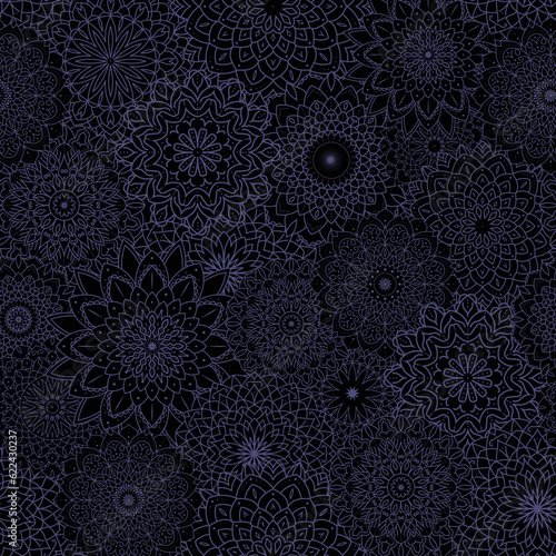 Seamless oriental arabesque pattern. Laced decorative floral pattern with circular ornament, for textile, fabric, wrapping, walpaper