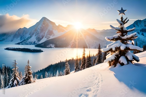 winter landscape in the mountains covered with snow