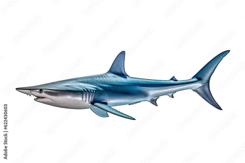 Thresher shark Alopias, Transparent background. generative AI Thresher shark Alopias, Transparent background. generative AI
