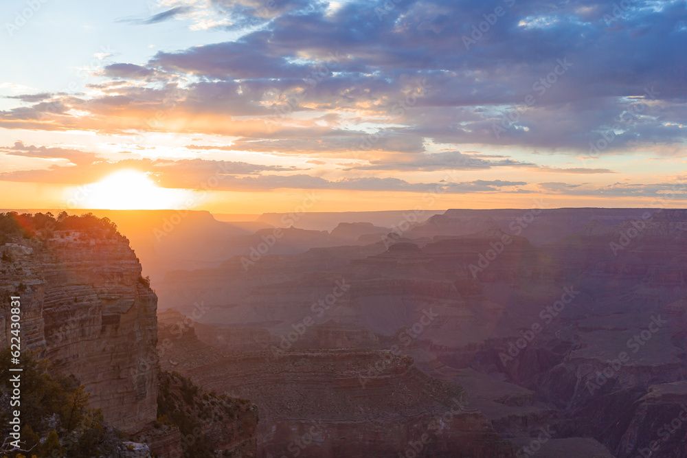 Beautiful landscape of the Grand Canyon at sunset in National Park at Arizona
