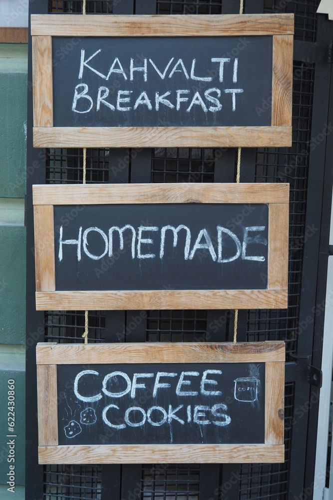 Fototapeta premium Cafe menu sign of different coffees selection