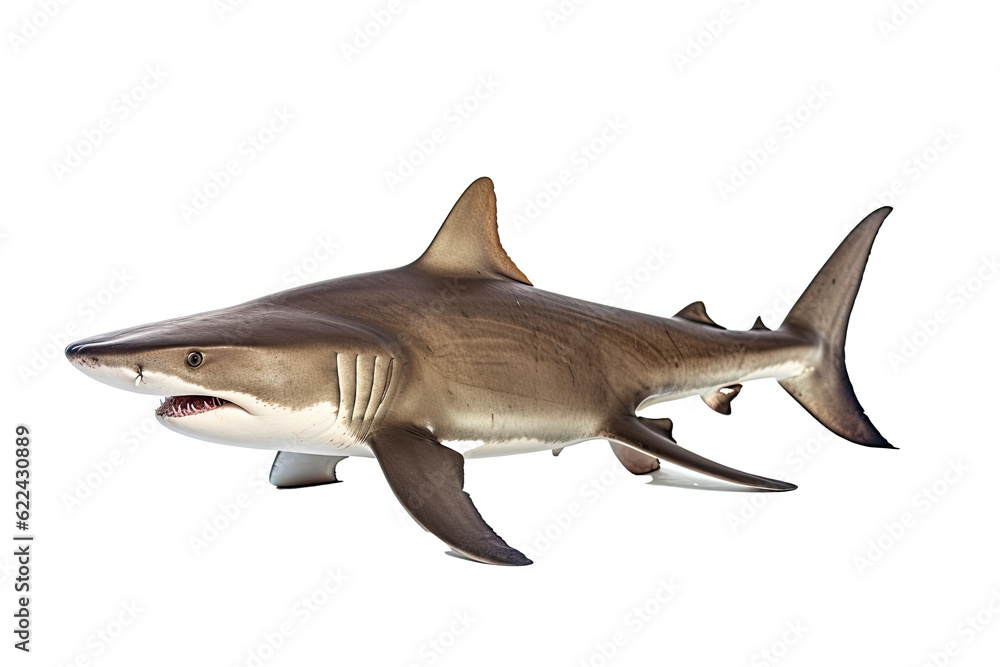 Fototapeta premium Whitetip shark Triaenodon obesus , Transparent background. generative AI