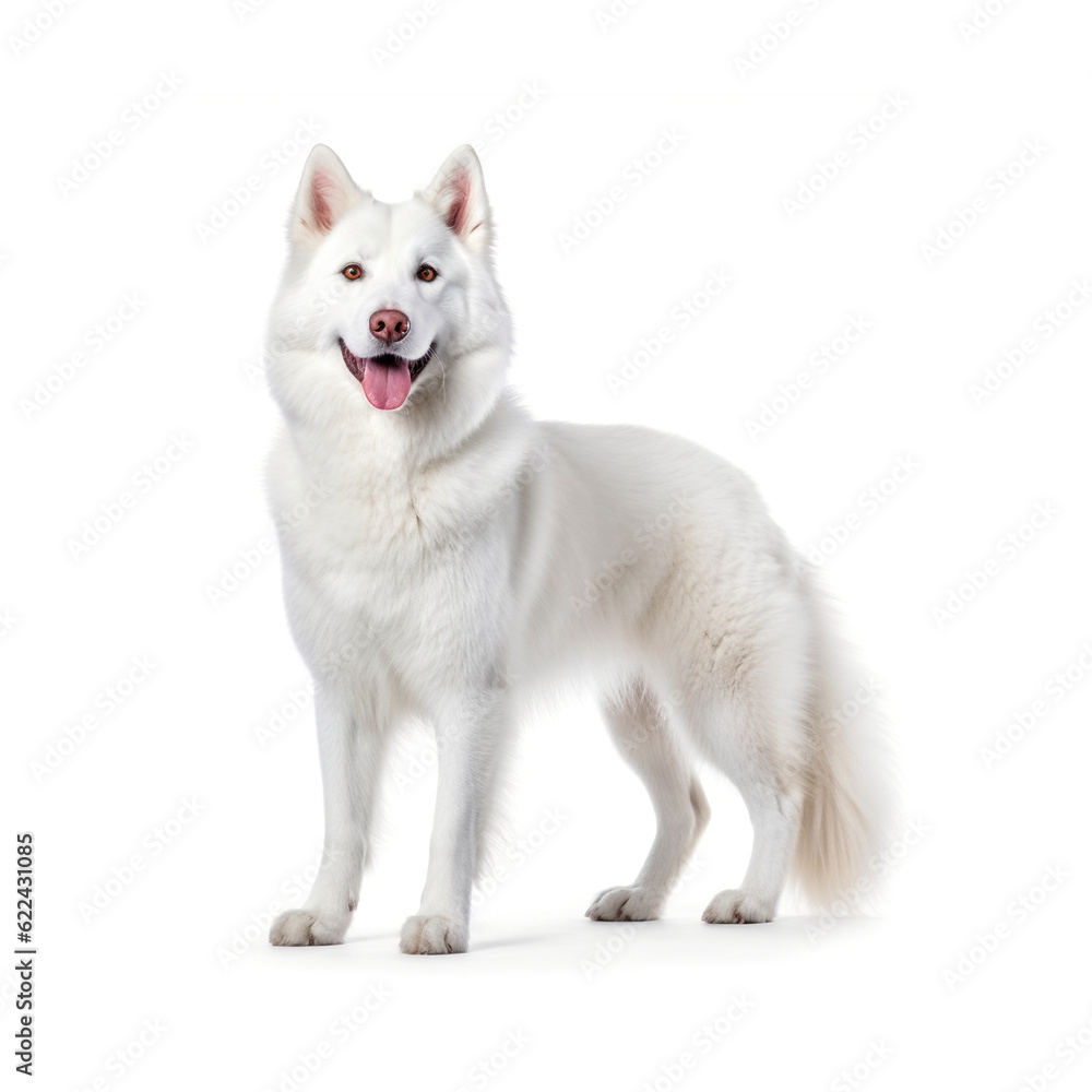 White husky isolated on white background