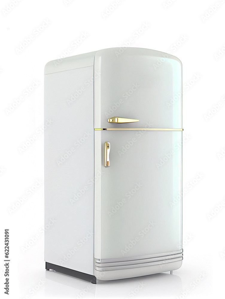 White retro designed fridge isolated on white background White retro designed fridge isolated on white background
