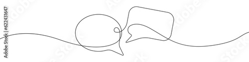 One line drawing Speech bubble vector. Communication chat messenger single line vector linear icon. Dialog cloud, chat bubble template outline line design.Vector illustration.