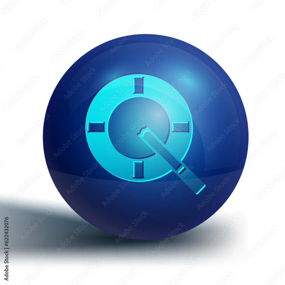 Blue Ashtray with cigarette icon isolated on white background. Blue circle button. Vector Blue Ashtray with cigarette icon isolated on white background. Blue circle button. Vector
