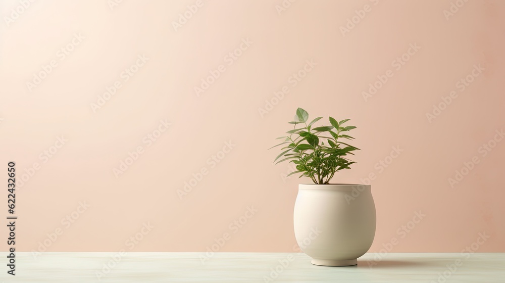 a potted plant in a white vase on a table. generative ai a potted plant in a white vase on a table. generative ai