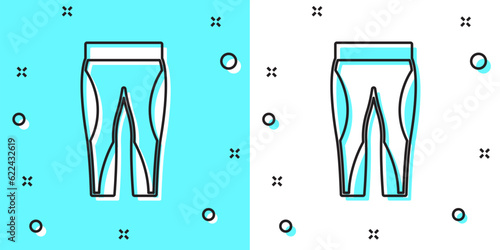 Black line Leggings icon isolated on green and white background. Random dynamic shapes. Vector