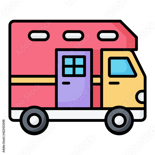 Camper Van Line Color Icon