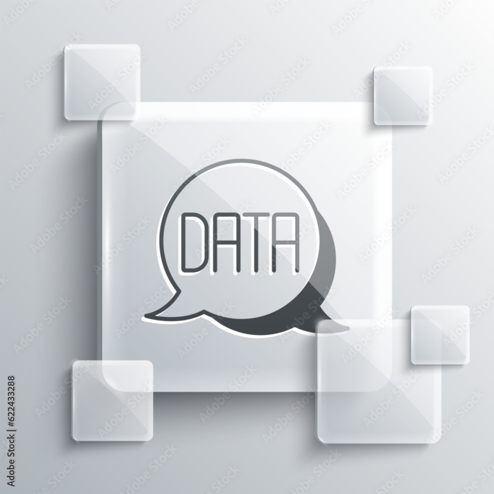 Grey Data analysis icon isolated on grey background. Business data analysis process, statistics. Charts and diagrams. Square glass panels. Vector Grey Data analysis icon isolated on grey background. Business data analysis process, statistics. Charts and diagrams. Square glass panels. Vector