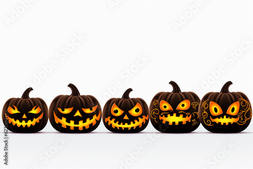 Halloween pumpkins decoration on an white background