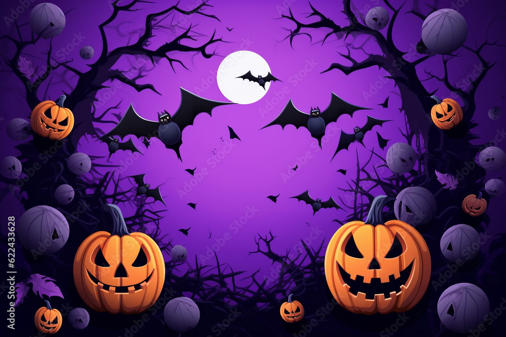 Halloween decoration in a purple background