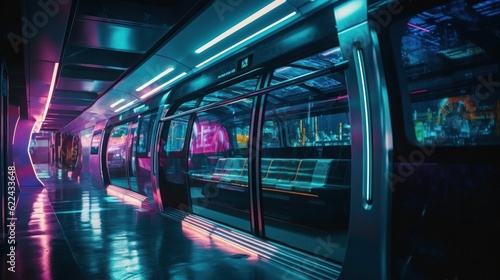 Urban Commute: Speed through the Night in Metropolis on a Subway Trai, generative AI