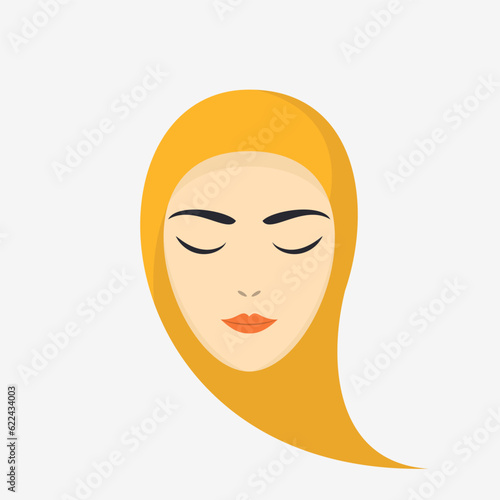 Arabic woman icon. Flat design. Vector illustration