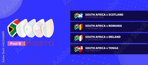 South Africa rugby national team schedule matches in group stage of international rugby competition.