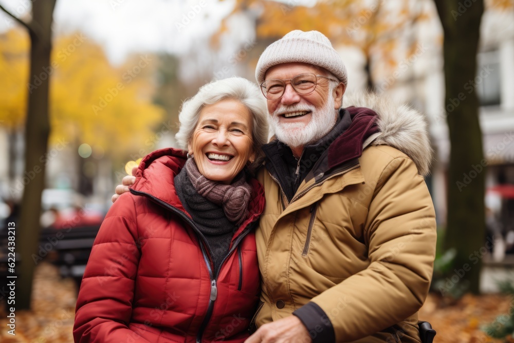 Happy Senior couple having fun together at the park