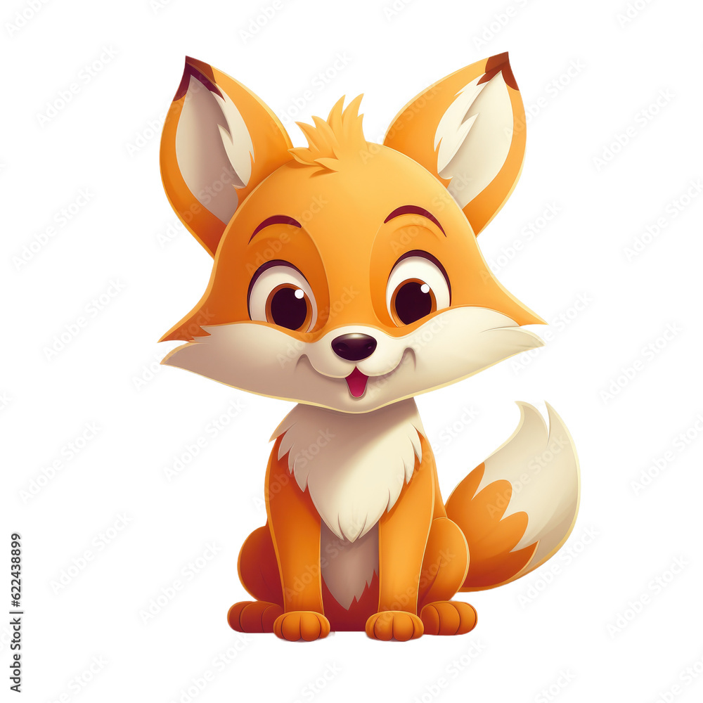 Cute fox isolated on white, transparent background, PNG, generative ai Cute fox isolated on white, transparent background, PNG, generative ai