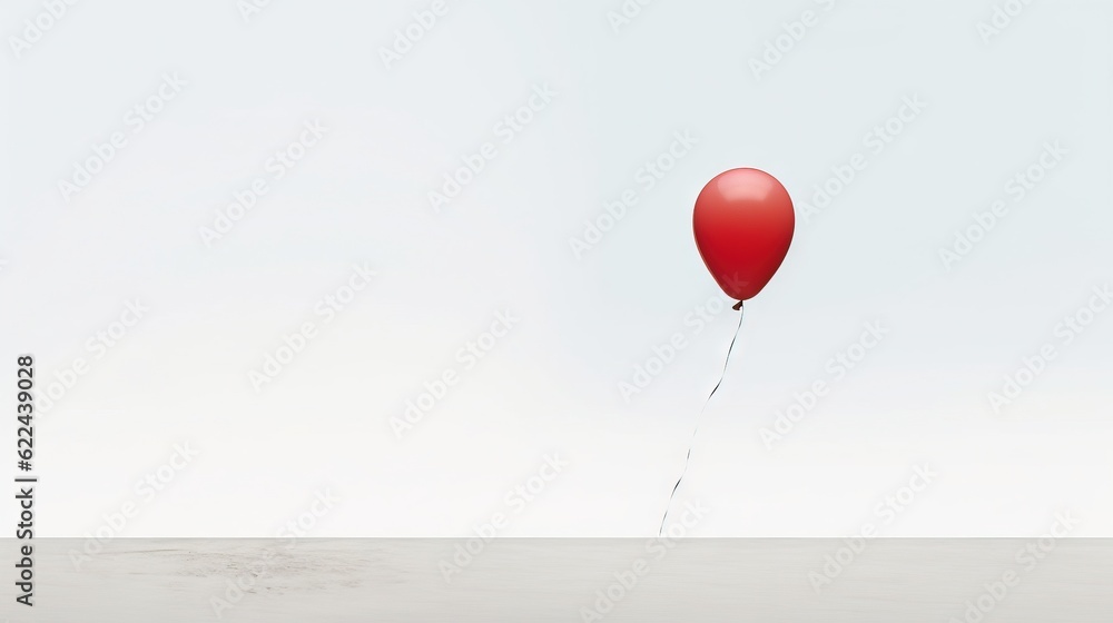 a red balloon floating in the air on a white background. generative ai a red balloon floating in the air on a white background. generative ai