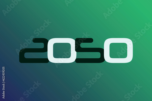 Year 2050 numeric typography text vector design on gradient color background. 2050 historical calendar year logo template design. 